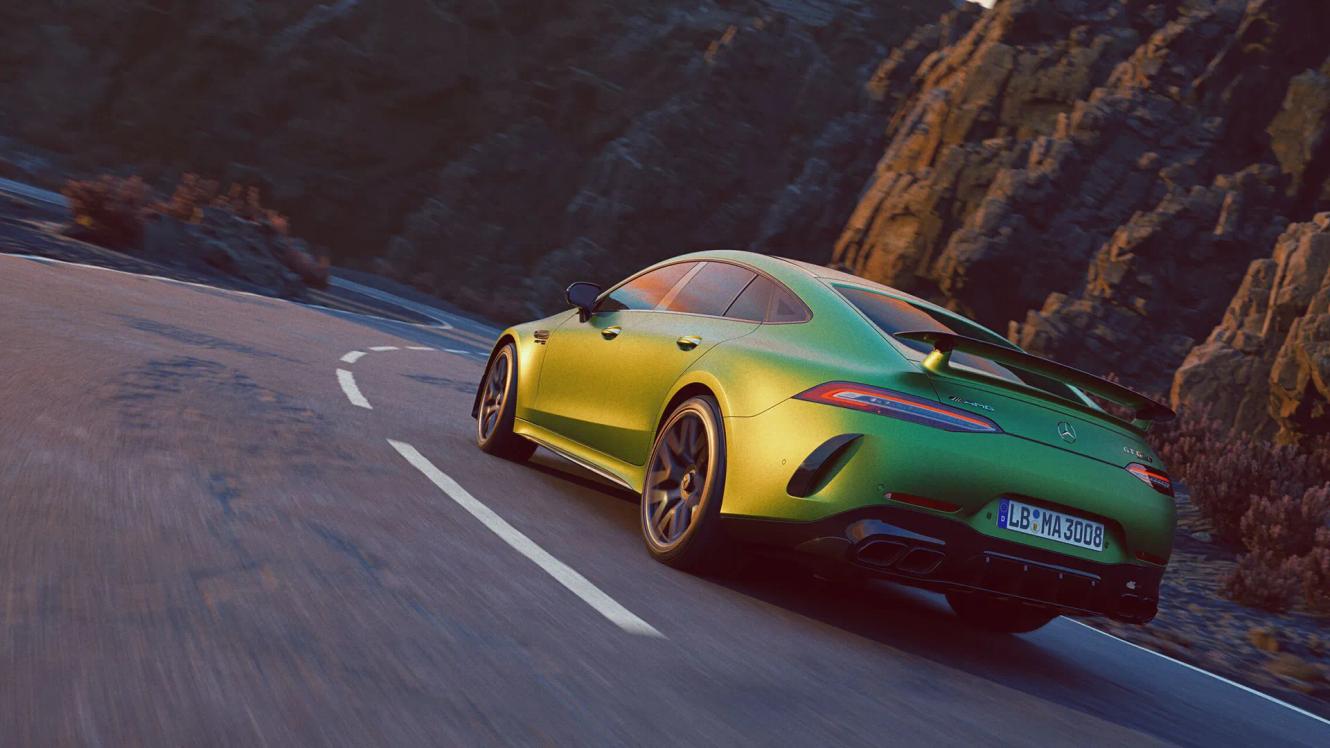 Mercedes-AMG GT 4-door Coupé in motion.
