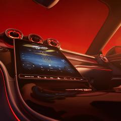 The interior of the cabriolet is set in scene with panache.