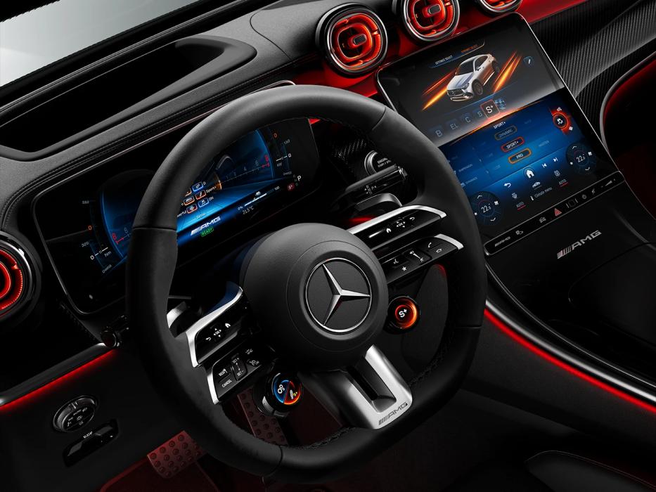 Steering wheel of the Mercedes-AMG GLC Coupe 63 S E.