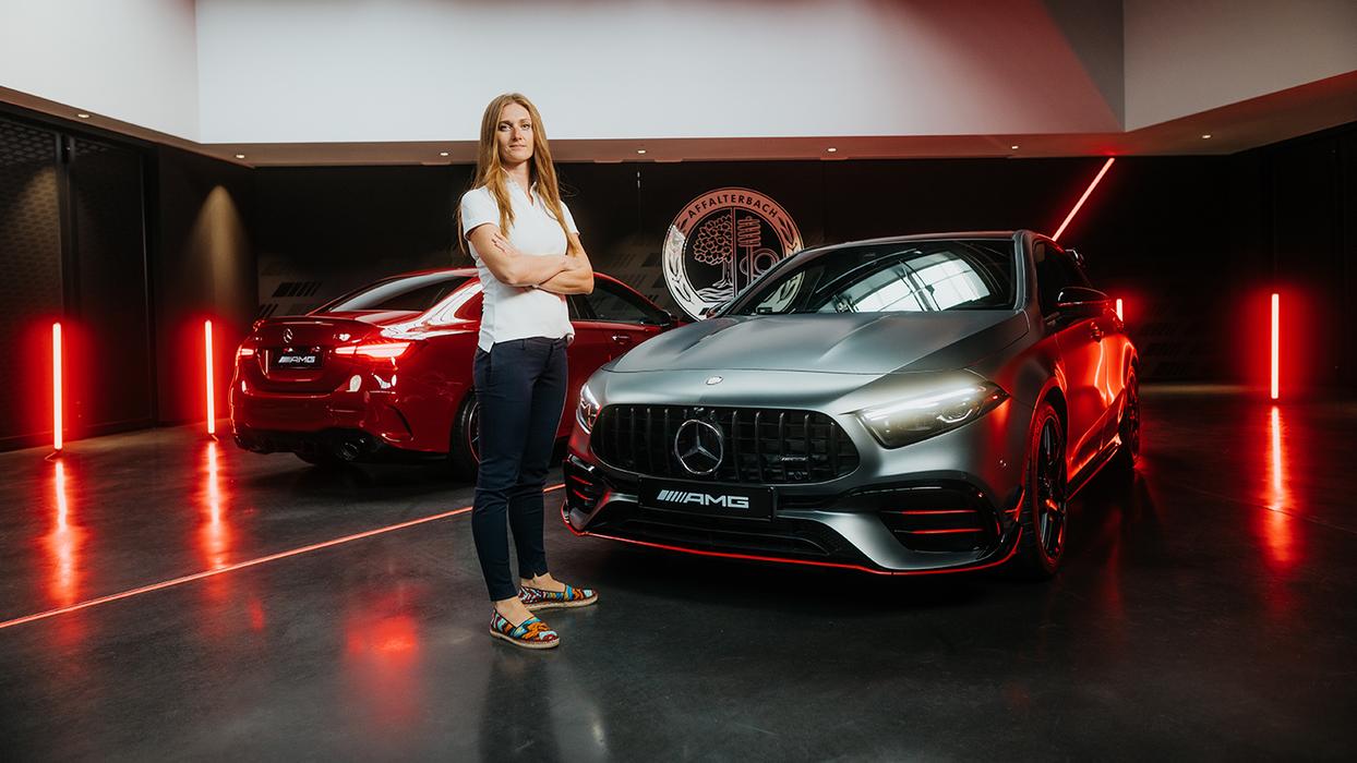 The product manager with the Mercedes-AMG A-Class models