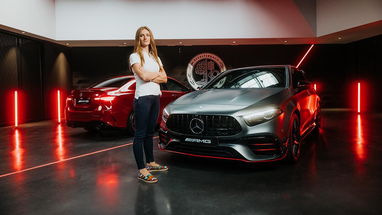 The product manager with the Mercedes-AMG A-Class models
