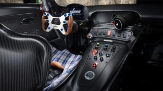 Steering wheel and controls of the Mercedes-AMG GT3 Edition 130Y Motorsport in side front view