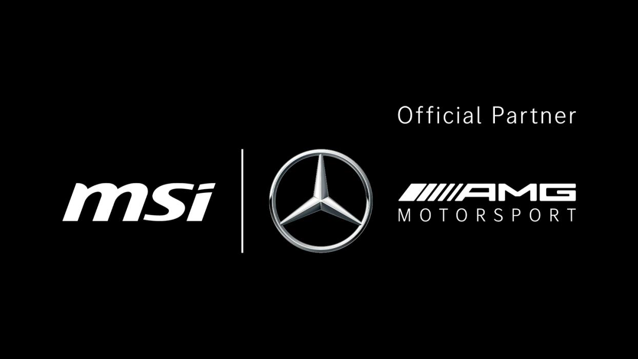 Picture with the logos of AMG and the SIM racing partners.