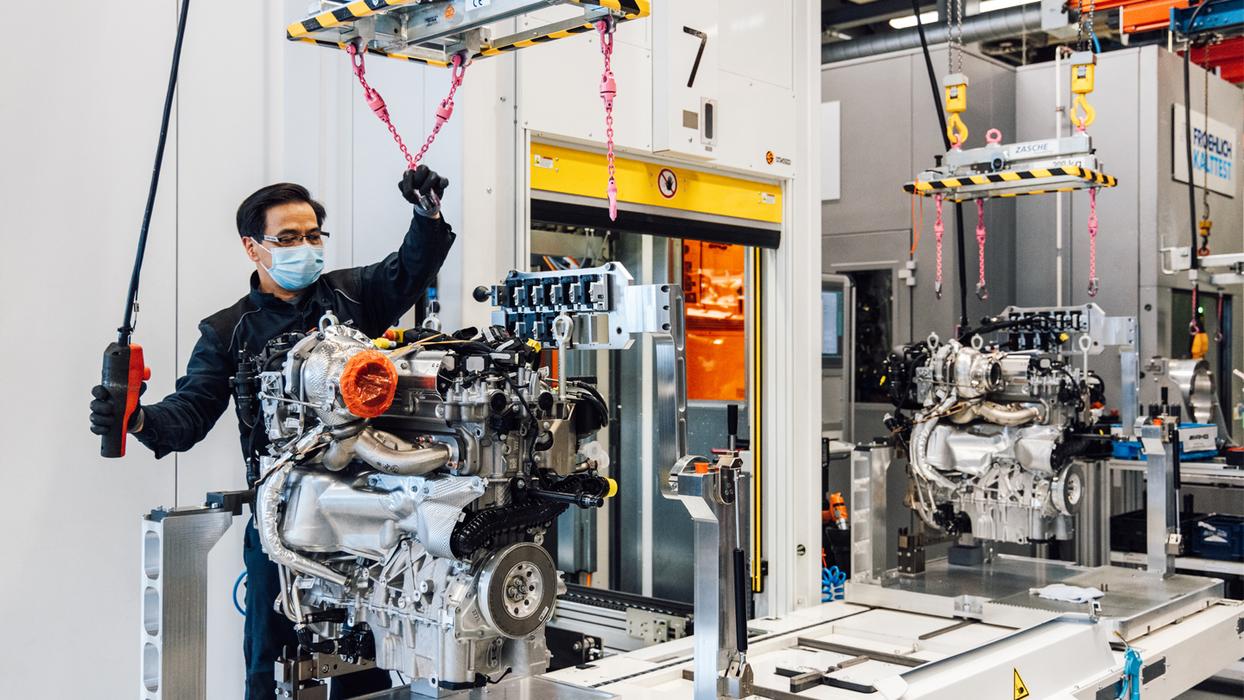 Image of an engine assembly line
